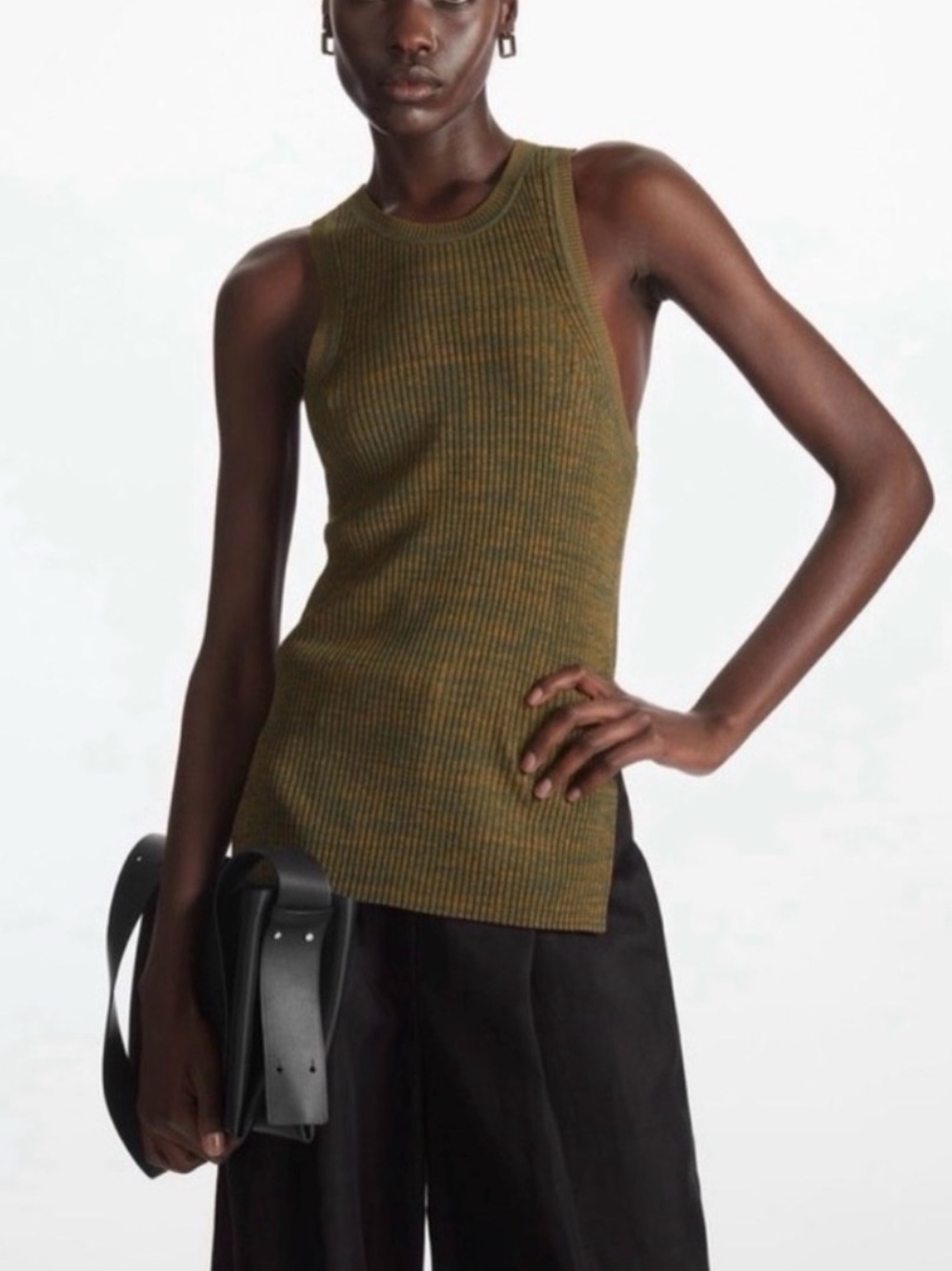 COS Olive Ribbed Tank Top